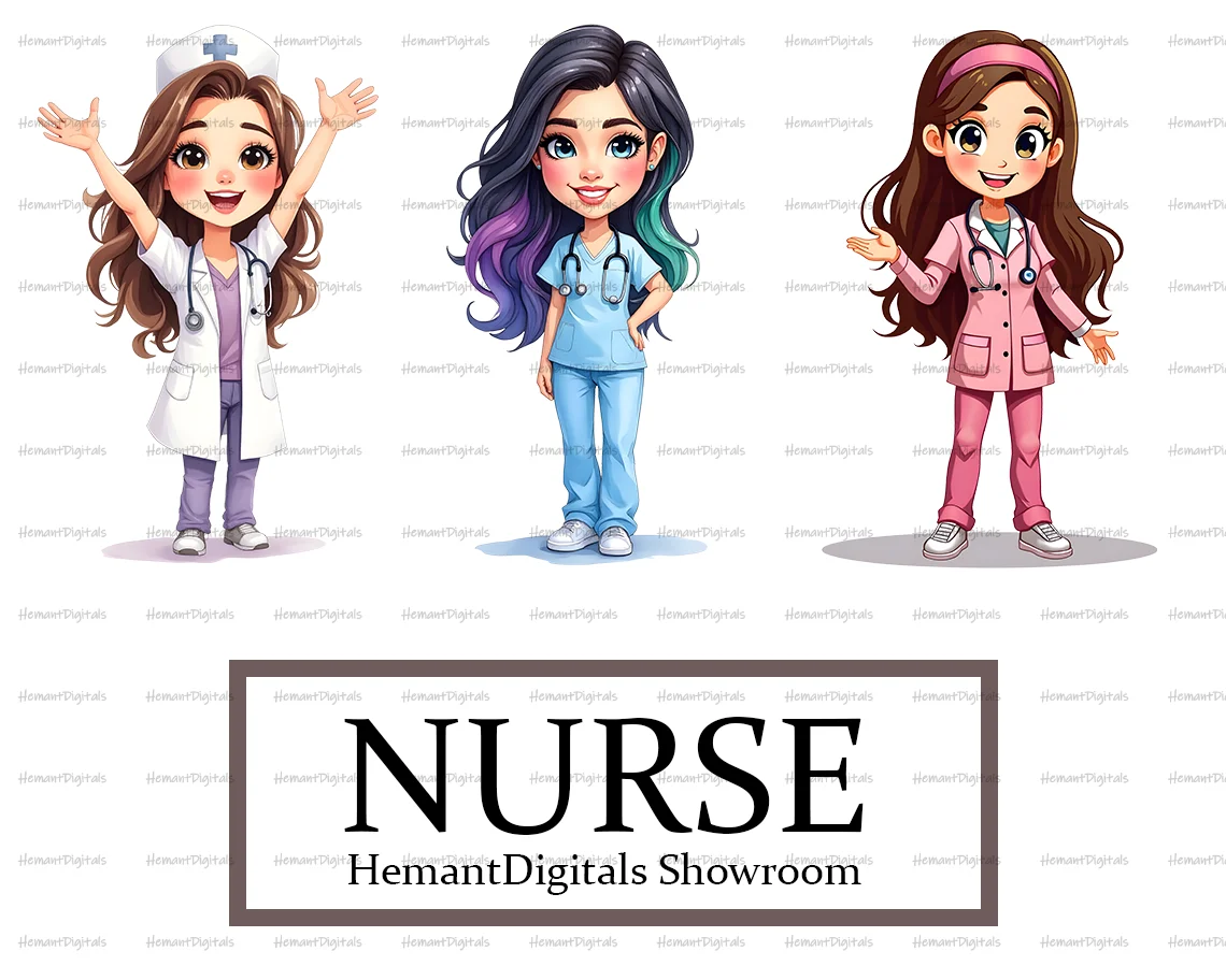 Female Nurse Clipart | Clipart Bundle | Digital Download | Free Commercial Use | Hospital Healthcare 2 female Nurse clipart 2